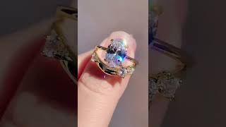 Oval Lab Diamond Engagement Ring Set Lab Grown Wedding Ring Set Anniversary Ring Set For Women