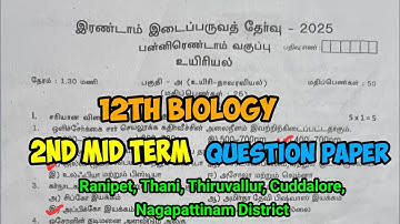 12th biology 2nd mid term question paper answer key 2025