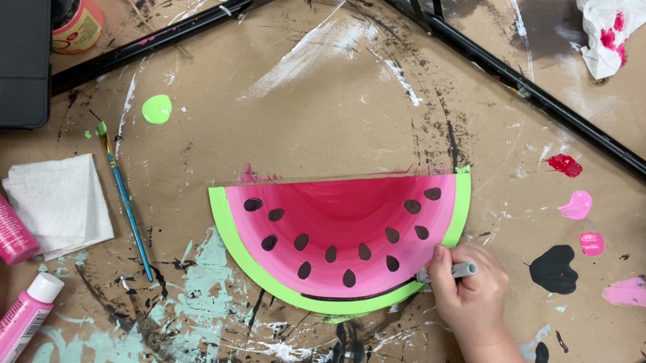 Watermelon Painting on Wood Board- Kit for Kids - Create Art, Party IN A BOX