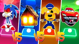 🟢Sonic 🆚 Spider House Head 🆚 Sheriff Labrador Exe 🆚 McQueen Eater ⚡ Tiles Hop EDM Rush TRANSLATION🟢