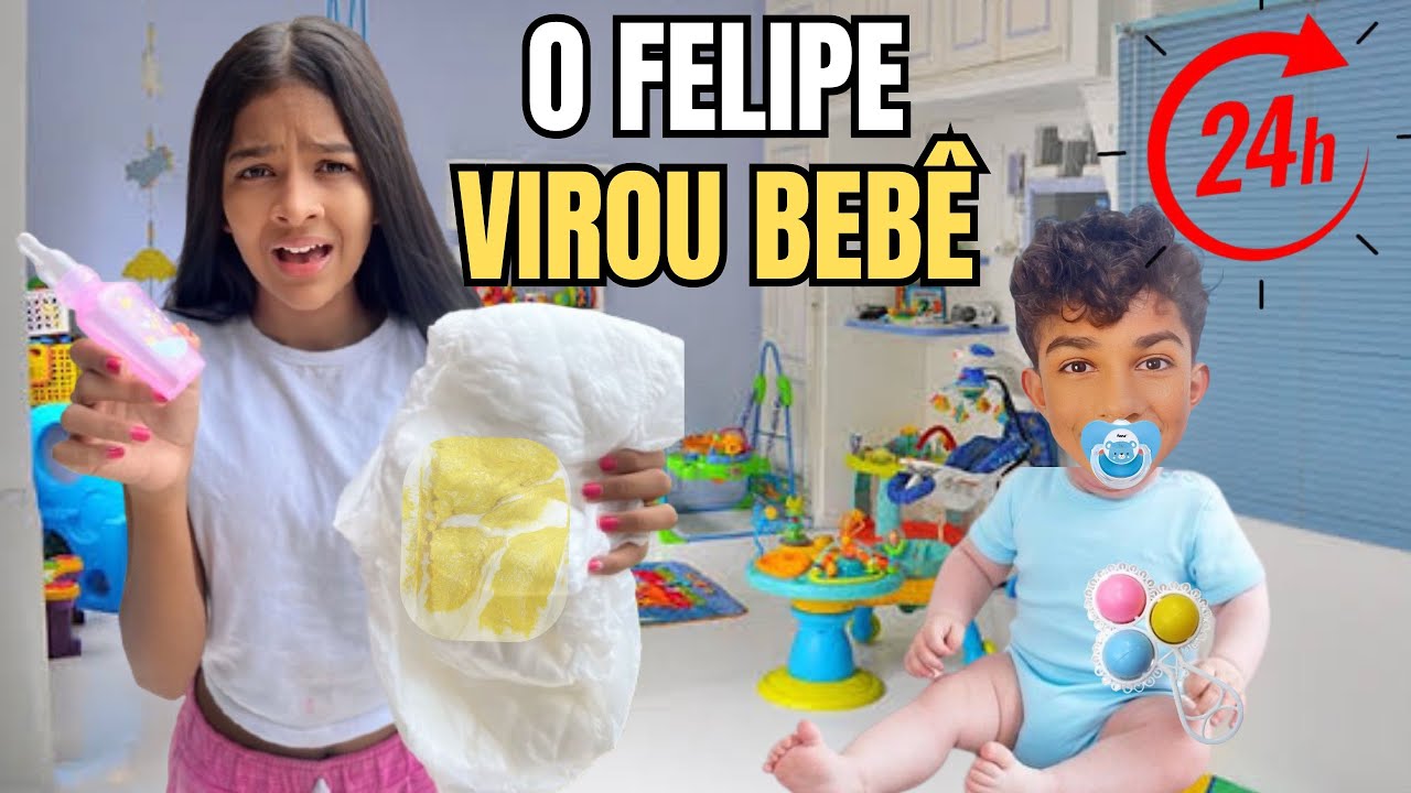 O FELIPE VIROU BEBÊ 24 HORAS*o Frederico mordeu ele