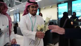 لحظات تدشين أولى رحلات طيران ناس المباشرة بين #الرياض و #الدوحة بواقع 30 رحلة أسبوعية 😍👏🏻 #طيران_ناس