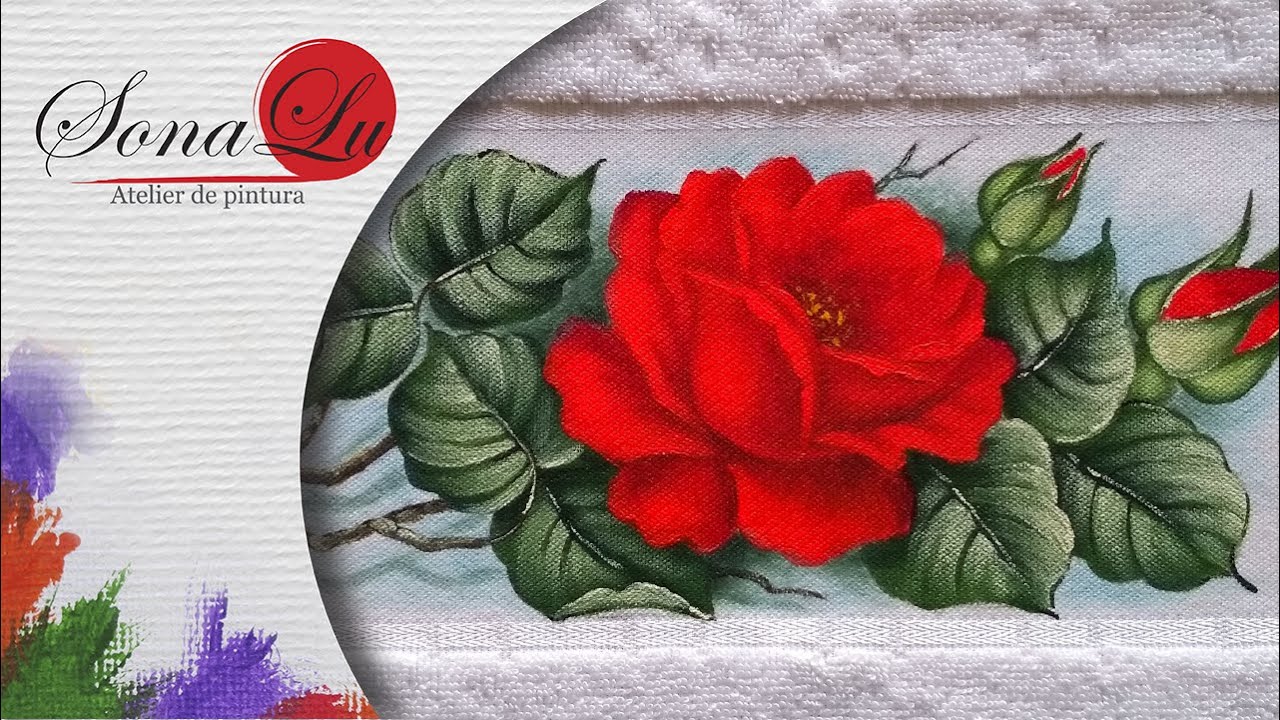 Aula 823 - Rosa Vermelha em Toalha de Rosto