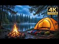 99% Fall Asleep in 5 Minutes 😴 Rainy Camping Night Sounds for Deep Sleep (4K Ultra HD)