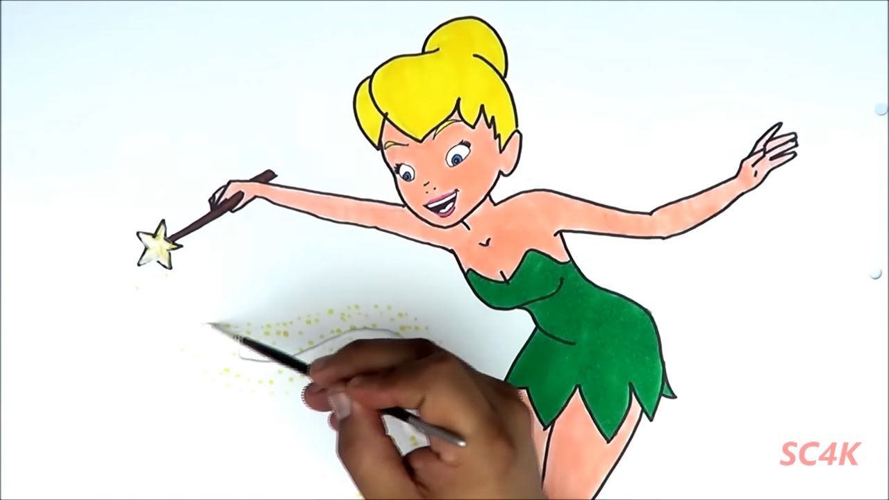 How To Draw Color Tinker Bell Fairy Princess Drawing