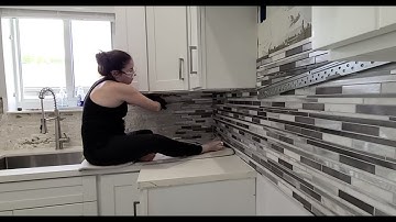 DIY Kitchen Backsplash using Mussel Bound