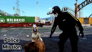 GTA 5 Mission (Remastered) - Police Franklin and His German Shepherd Police Dog (K9)!!!
