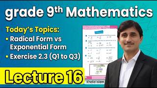 9th Maths Exercise 2.3 | Radical Form vs. Exponential Form | Radical | Index | Radicand
