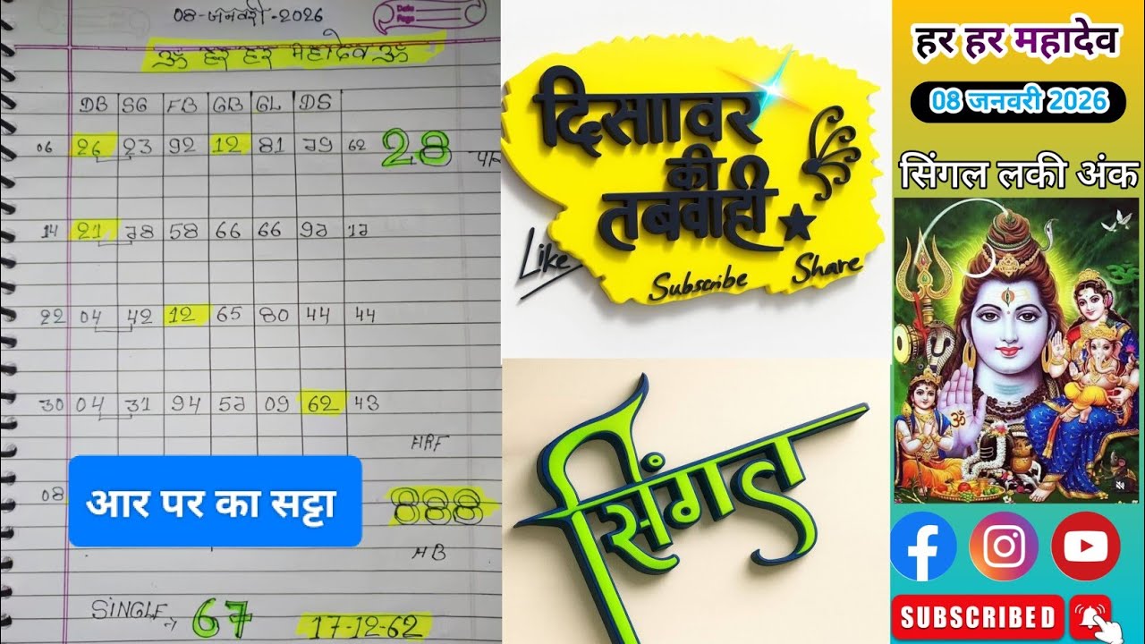 08 जनवरी Satta Trick Today | Single Jodi Trick | Satta King | Pakad Jodi Trick | Aaj ki Satta Trick