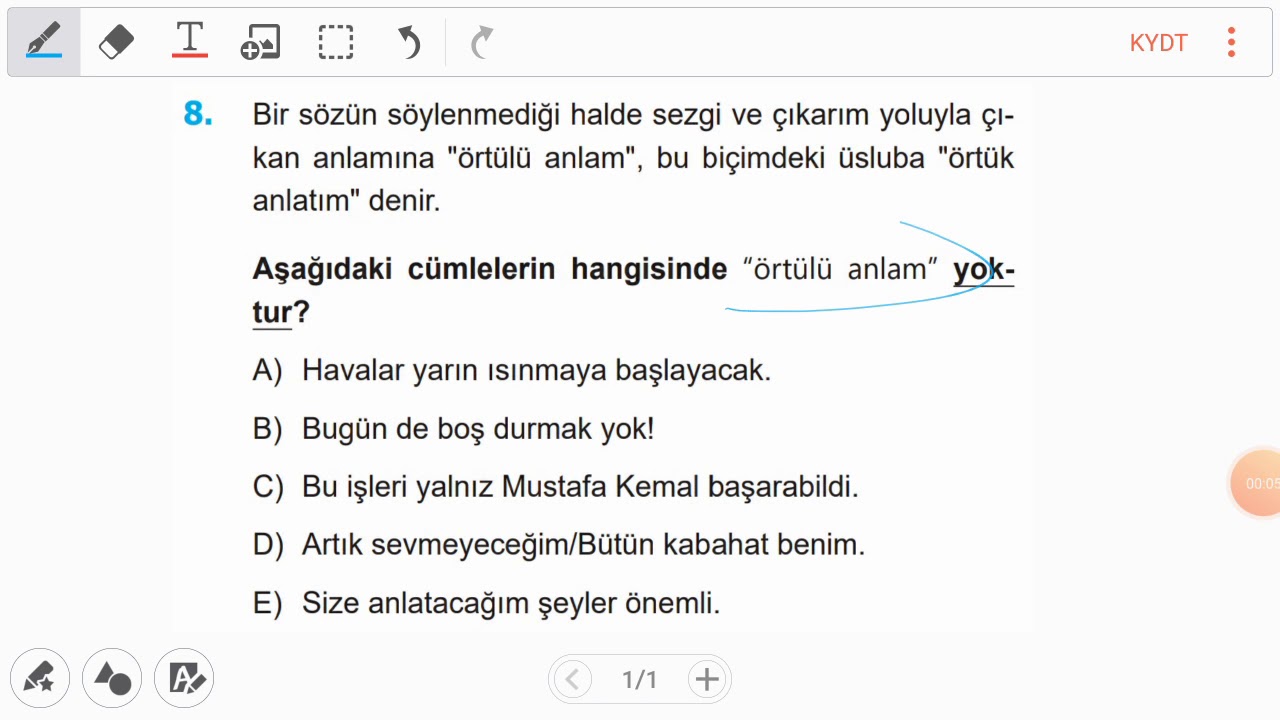 Test 21/ Soru 8 (Cümlede Anlam soru çözümü - Örtülü anlam) - YouTube