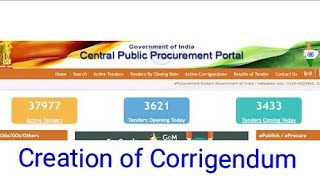 e-tender|e-procurement|CPP Portal|Corrigendum|creation of corrigendum in CPP Portal