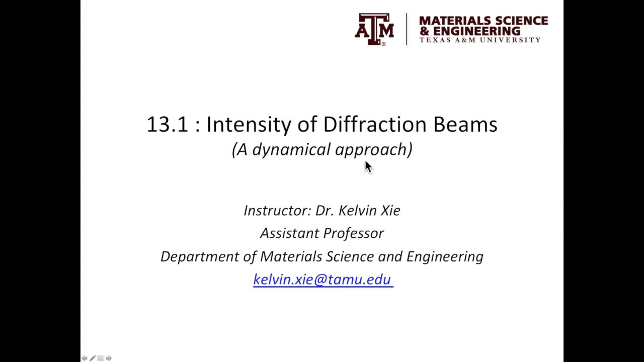 13.1 Intensity of diffraction beams (dynamical approximation) Part