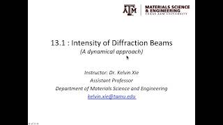 13.1 - Intensity of diffraction beams (dynamical approximation) - Part 1