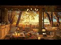 Autumn Rooftop Cozy Coffee Shop 4K ☕ Smooth Piano Jazz Music for Relaxing, Studying and Working