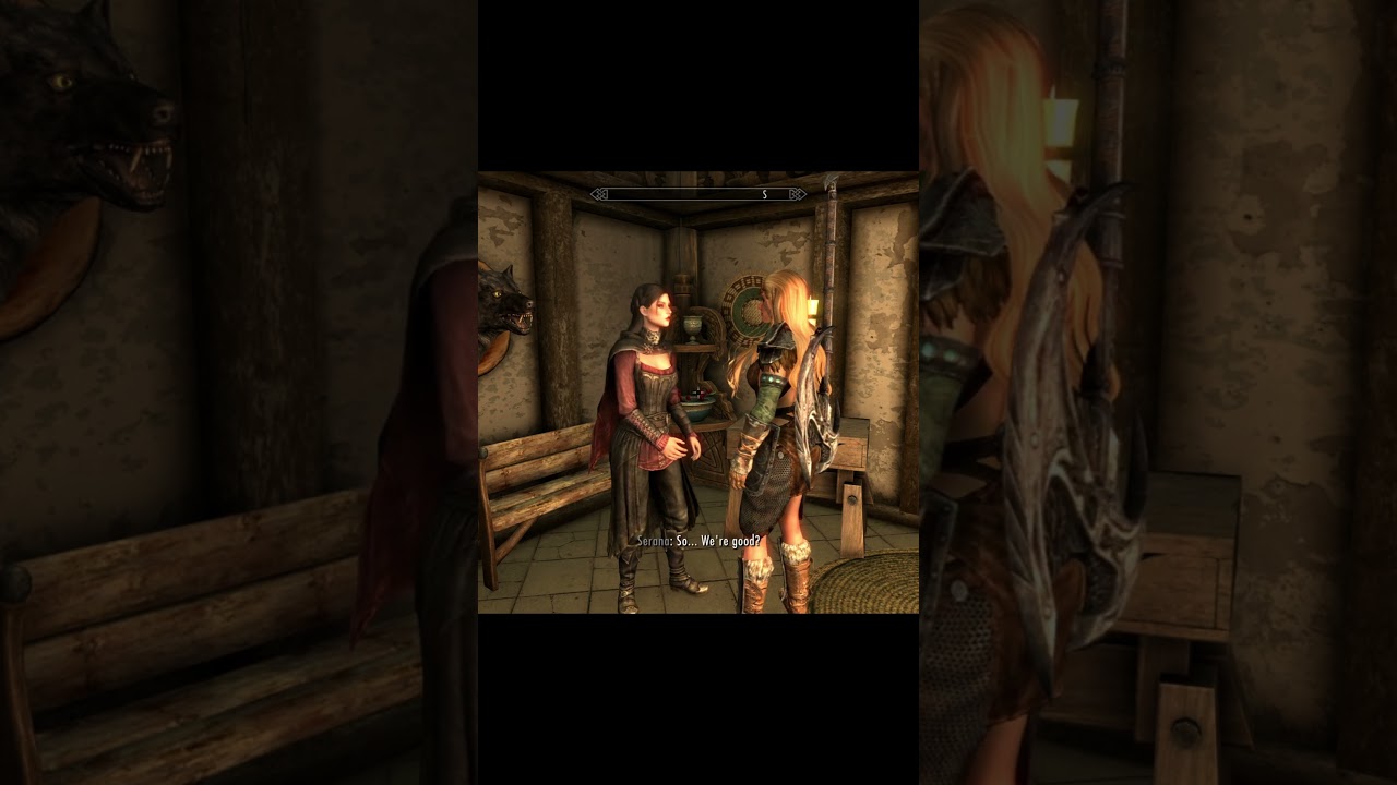 Skyrim ٠ Реакция Сераны на встречу с Мьол Львицей 