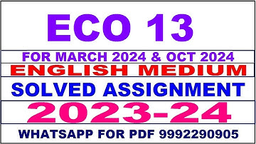 eco 13 solved assignment 2023-24 | eco 13 solved assignment in english 2024 | eco 13 2024