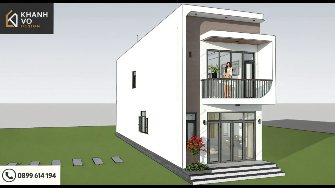 Mẫu nhà gác lửng đẹp, hiện đại 2025 (DT: 5x20 m).