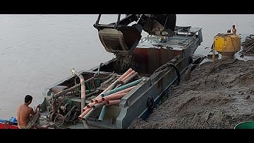 xáng cap cát trên sông( cạp ghe mini 40 khối)