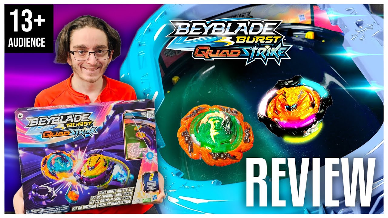 Beyblade Burst QuadStrike Light Ignite Battle Set + Beyblade Stadium, 2  Spinning