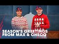 Happy holidays  seasons greetings from max verstappen and sergio perez