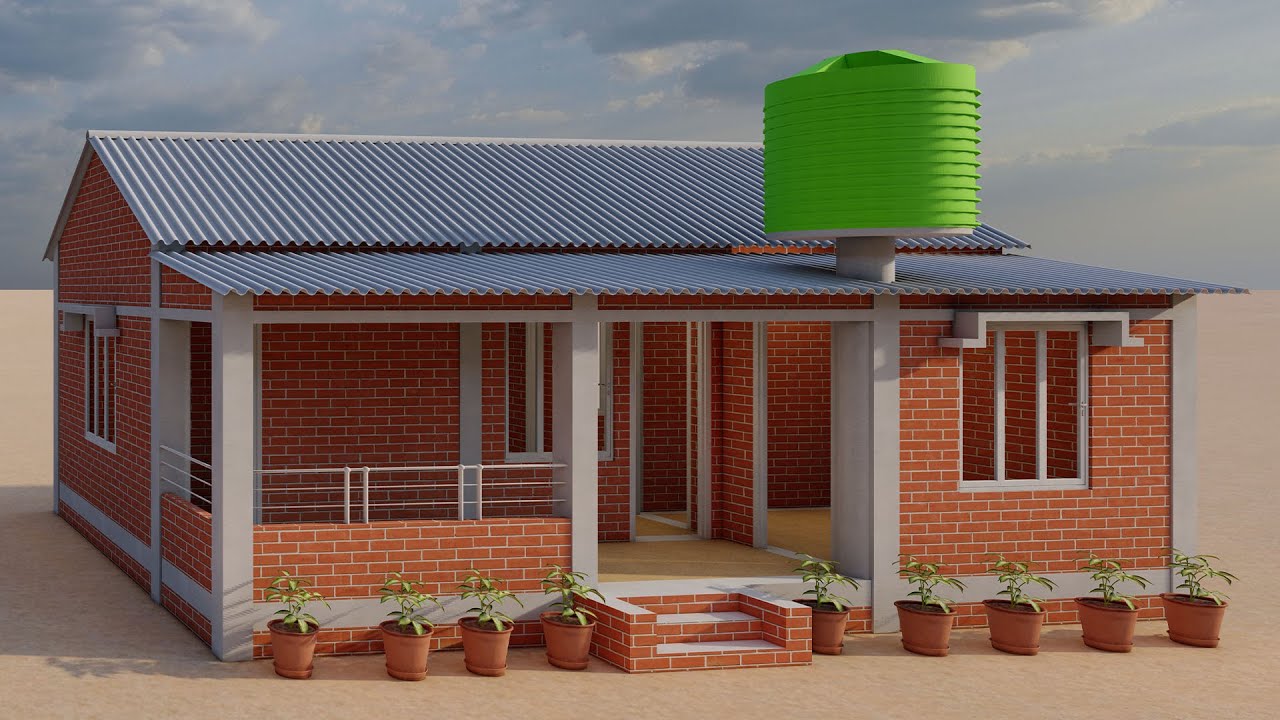 गांव में टीन का सबसे अच्छा घर का नक्शा,3D 30x20 3 Bedroom House Plan,टीन के घर में तीन कमरे का मकान