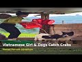 Eps003The Vietnamese girl and her dogs catch crabs for food and go to the market to sell #farmbuild