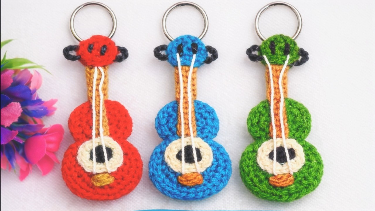 Cute Crochet Guitar Keychain 🎸 | Easy Amigurumi for Beginners (Step by Step)