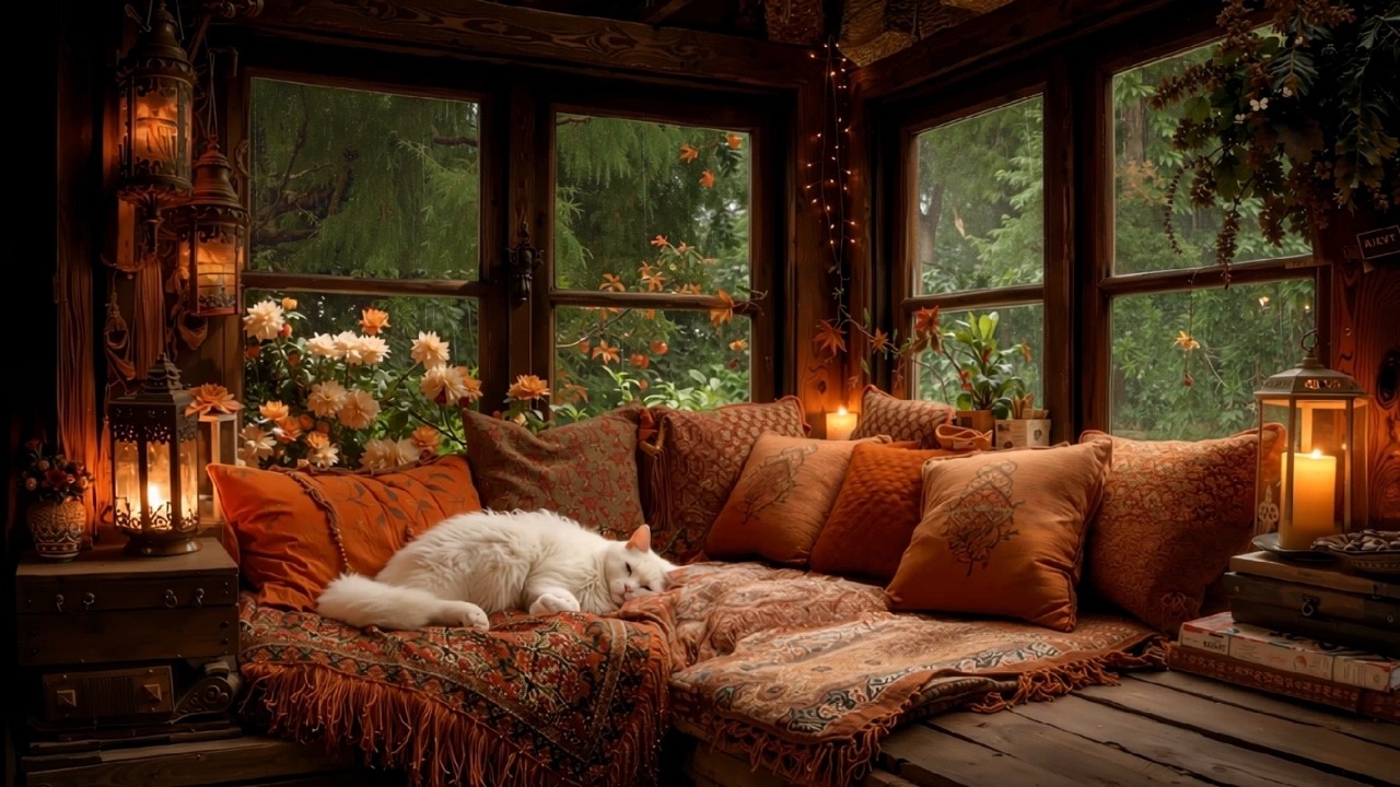 Rainy Jazz Cafe Ambience ☕️ Elegant March Jazz & Gentle Rain Sound by the Window for Calm, Study