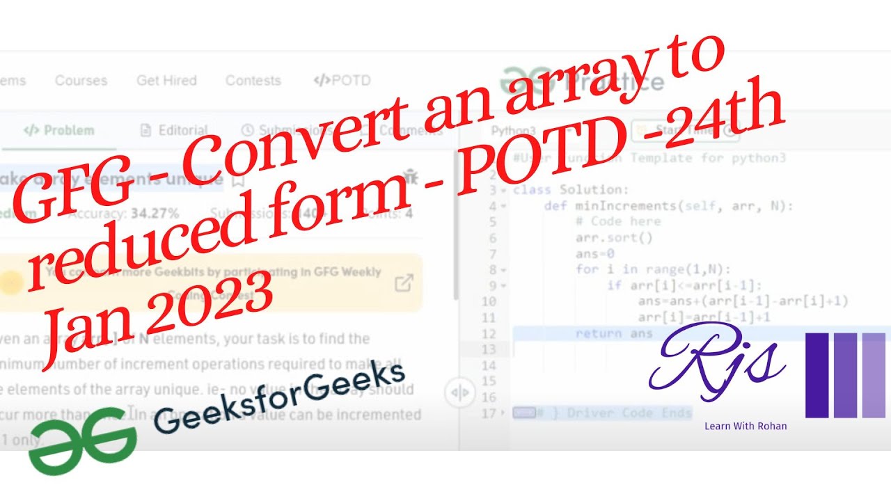 Convert an array to reduced form- 24-Jan-2023 - GFG || POTD || Python ...