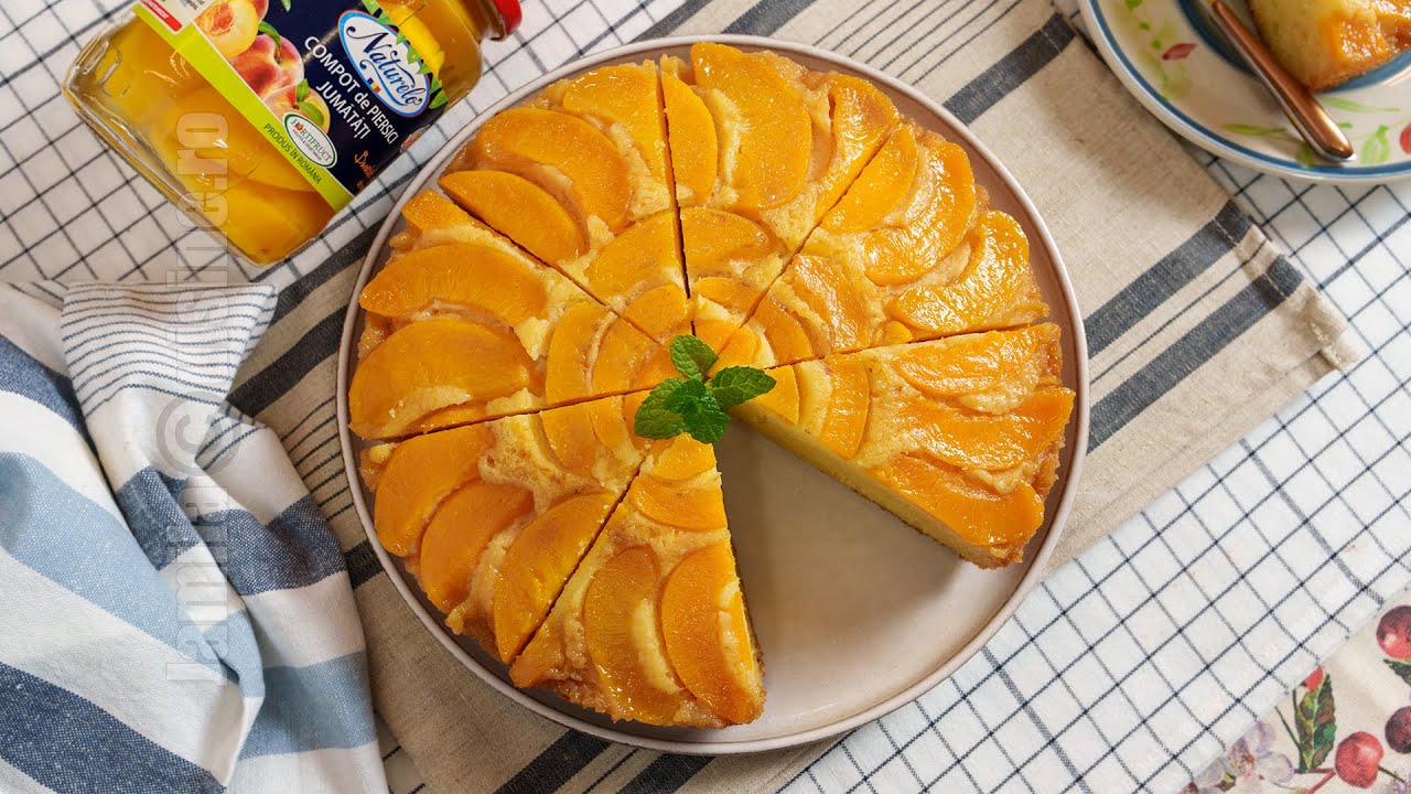 Prajitura rasturnata cu piersici | JamilaCuisine