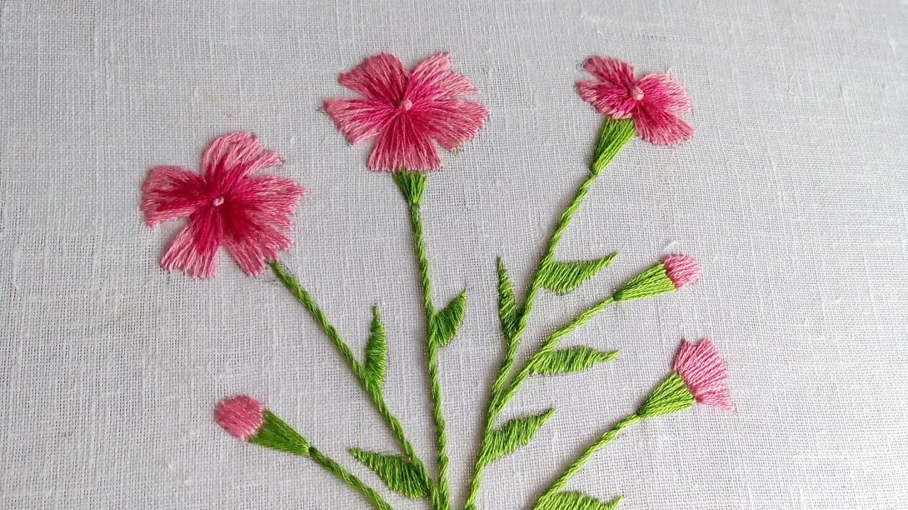 Flower hand embroidery... Easy flowers hand embroidery..... YouTube