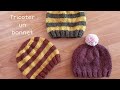Tricot 🧷 Bonnet avec côtes et rayures 👒 Tricoter un bonnet simple