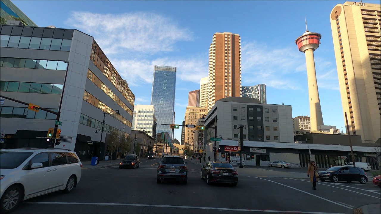 Calgary, Canada - Driving in  Downtown [4k]