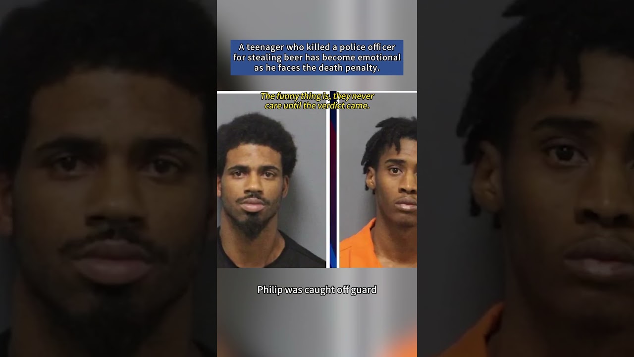 A teenager who k*lled a police officer for stealing beer has become emotional as he faces the death