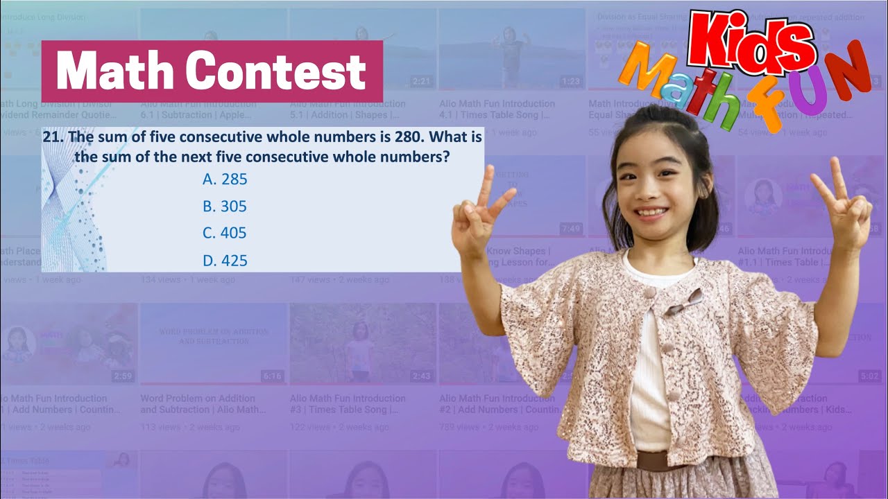 Grade 4 Math League Contest | Factor Addition Multiplication Consecutive Number Word Problem