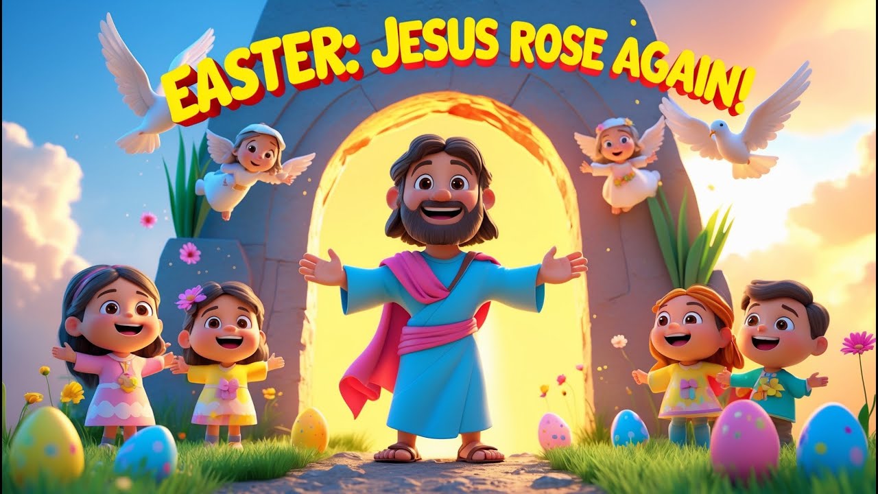 🎶Easter: Jesus Rose Again! | Fun Bible Song for Kids 🎶 - YouTube