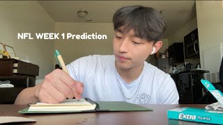 ASMR  | Soft spoken week 1 NFL predictions notebook + gum chewing screenshot 4