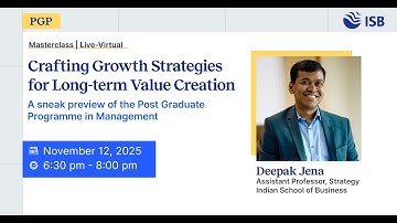 PGP Masterclass: Growth Strategies for Value Creation | November 12, 2025
