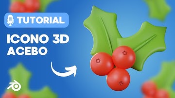Icono 3D Acebo | Holly Sprig 3D Icon | Blender 5.0