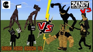 Siren Head and Cartoon Cat V3 VS Bendy V3 [BATIM] (Who is Bendythedemon's STRONGEST??) Minecraft PE