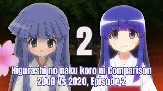 Higurashi no naku koro ni 2020 vs. 2006 anime- Mion/Shion shakes ladder  scene -comparision 