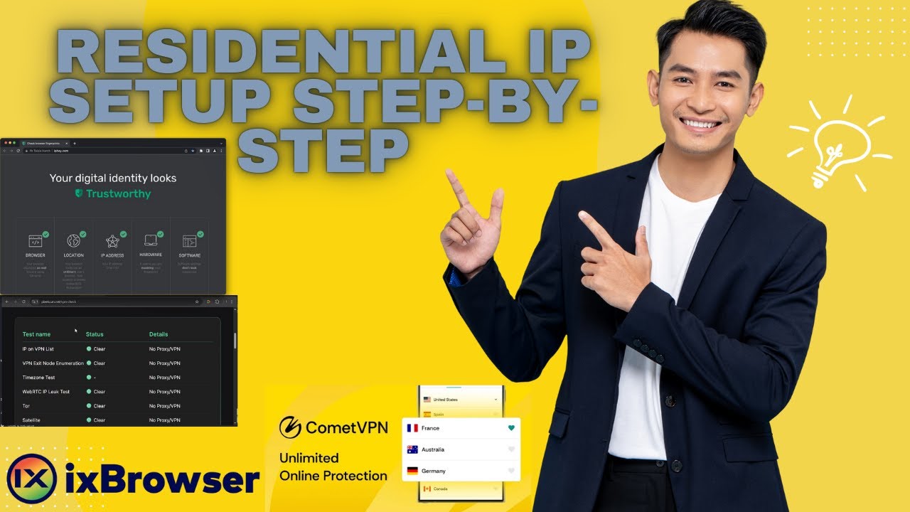 تفعيل Residential IP في VPN Comet واستخدامه داخل ixBrowser — شرح عملي كامل