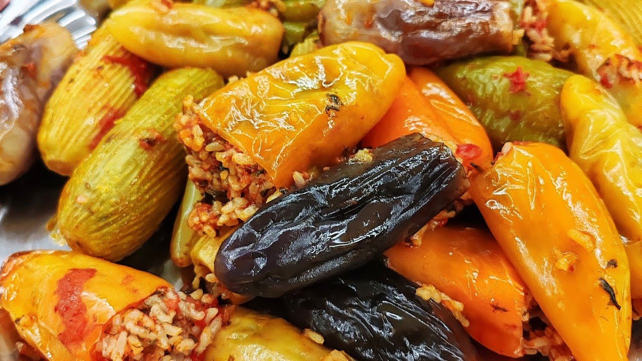  المحشي المشكل باللحمة لفطار رمضان   🥬🍆🌶️ طعم ولا أروع 👌🏻✨