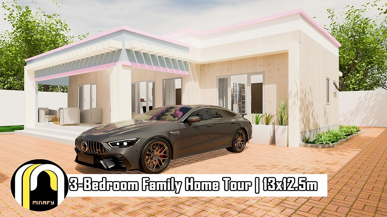 Modern 3-Bedroom Family House Design Tour | 13x12.5m Home with Stylish ...