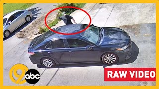 Man rips off car door handle; Road rage incident caught on camera raw