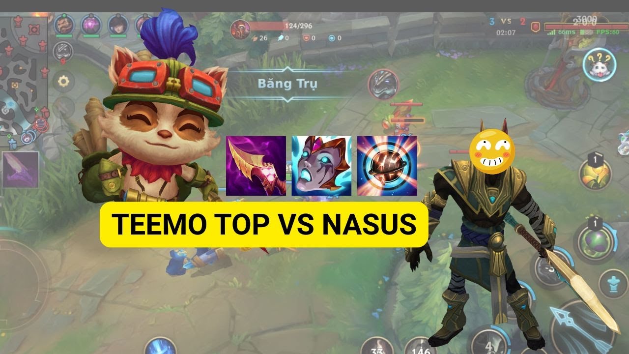 Wild Rift: Teemo Top vs Nasus - Build, Combos - Nashor's Tooth MAX AP TEEMO