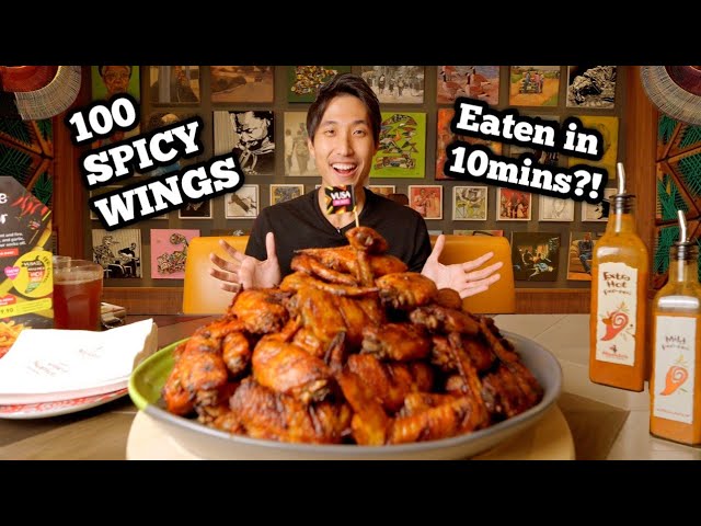 INSANE 100 SPICY WINGS EATING CHALLENGE at Nando