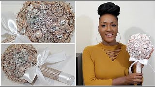 DIY Glamorous Bling 💎 Brooch Bouquet | Easy Glue Only Method | Wedding Bouquet | Chanelle Novosey