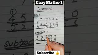Add to the decimal fractions. Subtract the following. #add #subtraction #status