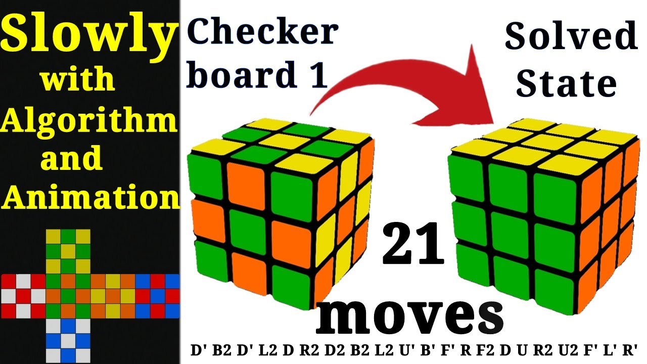 Checkerboard Pattern to SOLVED in 21 Moves! (Easy Algorithm) - YouTube